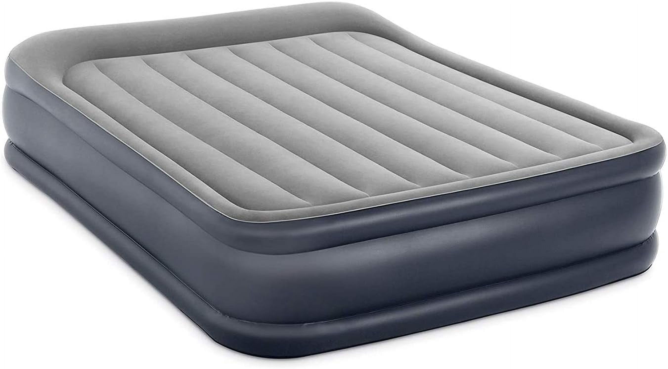 Plus Deluxe Raised Pillow Inflatable Blow Up Portable Firm Air Mattress with Built-in Internal Air Pump, King-Sized Bed